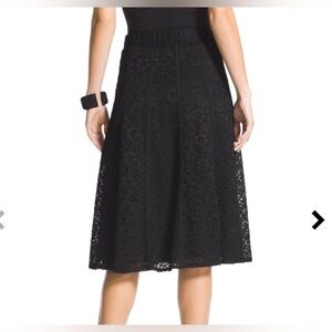 NWT Chico’s Black Lace A-Line Skirt Midi Size 2 Knee Length Women’s New with Tag